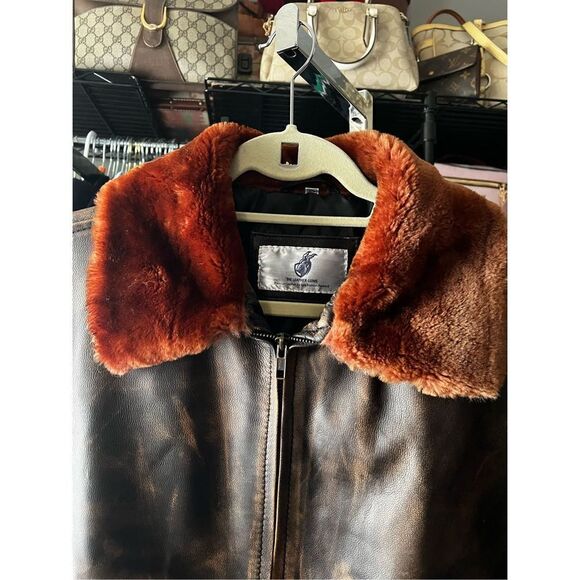 The leather Gem G-1 Aviator A-2 Bomber Brown Navy Flight Jacket 2X - Picture 4 of 8